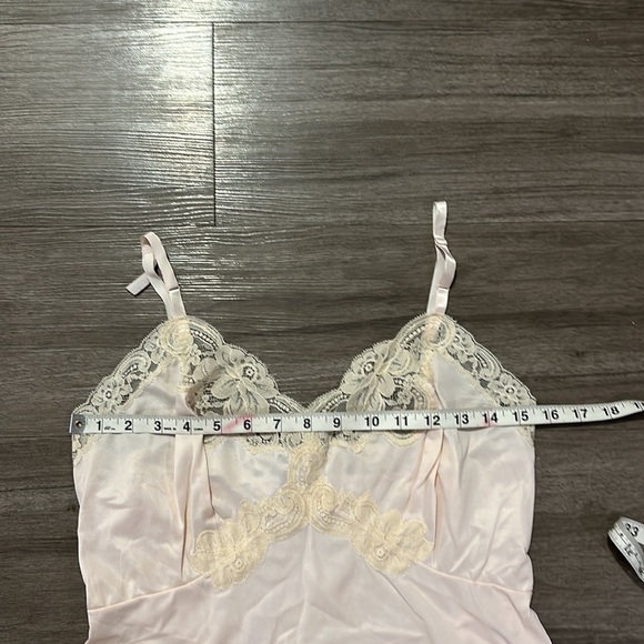 Vintage Light Pink Lace Trim Tank Sleeveless Nightgown Lingerie Slip Dress - Picture 10 of 12